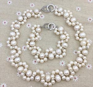 Bracciale collana colore bianco naturale perla d'acqua dolce fiore, cerimonia nuziale, regalo di compleanno Amore giorno di madri Donne, Gioielli Felicità