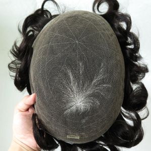 European Hair Touch Indian Remy Virgin Hair Full Lace Men Toupee Replacement System Hairpieces