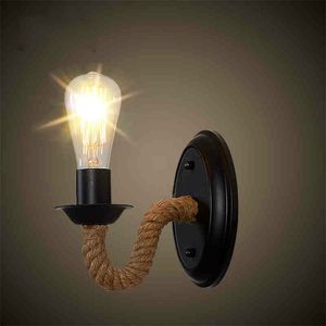 Loft Vintage Hemp Rope Wall Lamps Retro Industrial LED Wall Light Study Corridor Cafe Sconces Indoor Lighting Luminaria