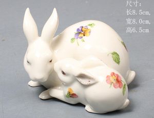 Piccoli fiori in ceramica coniglio decorazioni per la casa artigianato decorazione della stanza ornamenti da giardino figurine di animali in porcellana decorazione di nozze