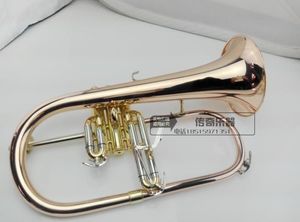 Flugelhorn Bフラットプロフェッショナルリン銅​​トランペット楽器真鍮製Trompeteホーン送料無料