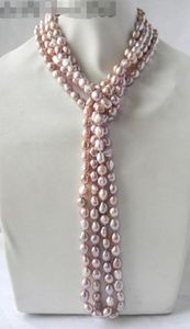 Collana di perle d'acqua dolce barocche color lavanda da 100 pollici e 9 mm