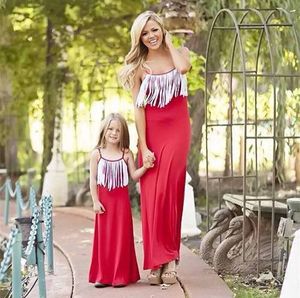 Mommy And Me Family Matching Clothes Mother Daughter Dresses Tassel Patchwork Clothes Mom And Daughter Dress Kids Parent Children Outfits