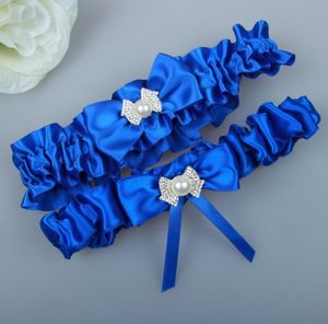 Sälj One Pieces Royal Blue Bridal Garters for Bride Wedding Garters Style Satin Bridal Socks With Bridal Lap Party247p