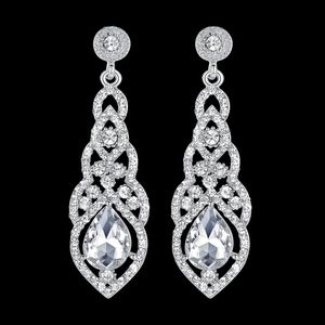 Crystal Wedding Long Earrings Ladies Rhinestone Simple Bridal Party Prom Earrings 2018 Christmas Jewelry Retail Wholesale