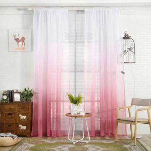 1PCS 200X100CM Gradient Sheer Curtain Tulle Window Treatment Voile Drape Valance 1 Panel Fabric Printed Curtains For Bedroom