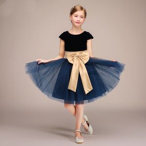 2018 Classic Flower Girl Dresses A Line Jewe Neck Ruffles Sleeves Junior Bridesmaid Dress Ruched Tulle Sash Knee Length Long Formal Wear