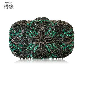 Xiyuan 여성 골드 다이아몬드 저녁 가방 금속 크리스탈 웨딩 신부 파티 지갑 클러치 체인 핸드백 어깨 가방
