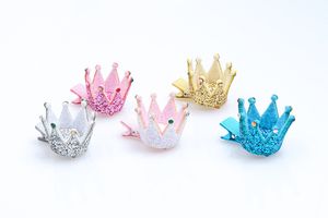 2018 Novos clipes de cabelos para beb￪s Glitter Princess Coroa Cute Clenpins 50pcs/lote Novo cabelo coreano Crown Hairpins