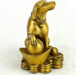 Hunden lyckliga pengar i skatten hus dekoration rik brons hantverk
