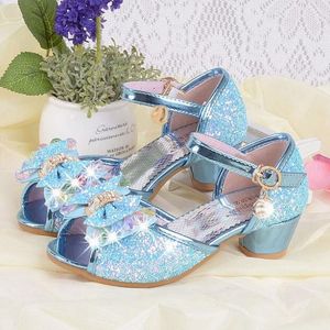 Summer Bowtie Kids Wedding Shoes Girls Mules Clogs Sandals Rhinestone Children Dress Shoes Party Shoe GA196