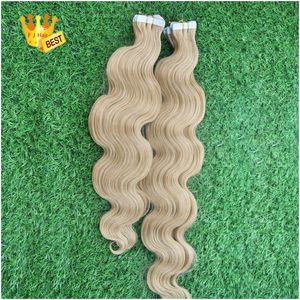 7a Tape In Human Hair Extensions 100g Remy Dubbelsidig Tape Hair 40pcs Body Wave Skin Weft Tape Hair Extensions