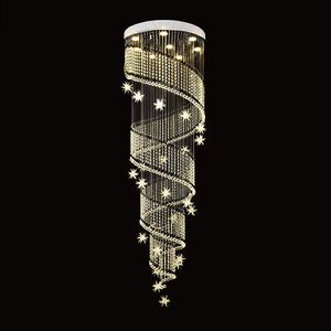 Nowoczesne kryształowe żyrandol spiralny design luksusowe schody krystaliczne oprawy sufitowe do jadalni oświetlenie wewnętrzne