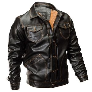 Winter PU Leather Jacket Men Tactical Army Bomber Jacket Warm Pilot Coat Thick Wool Liner Motorcycle