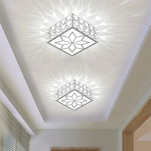 Nowoczesne kwadratowe kryształowe lampy sufitowe proste przejście do wejścia do wejścia do domu kryty Lighthing Balkon Crystal 5W Lampa sufitowa LED