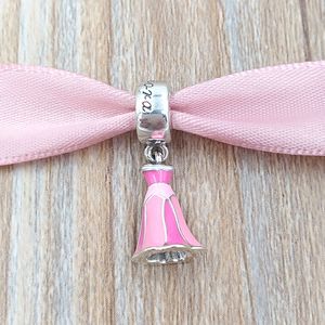 Andy Jewel Authentic 925 Sterling Silver Beads Pink Dress Charm Fits European Pandora Style Jewelry Bracciali Collana 7501055890868P