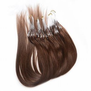 estensioni dei capelli micro loop setose doppie disegnate dritte 1g / filo 200g 200st collegamenti capelli umani brasiliani estensioni dei capelli colore naturale