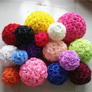 20 Colors High Quality Wedding Decoration Centerpieces Kissing Ball Artificial Silk Rose Flower Ball Hanging Ornament 12"(30cm)