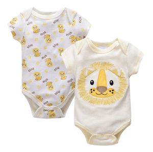 10 Grupa Ins Baby Kids Letnia Girl Boy 100% Bawełna Romper O-Neck Fox Panda Monkey Print Krótki Rękaw Romper Dzieci Eleganckie Odzież