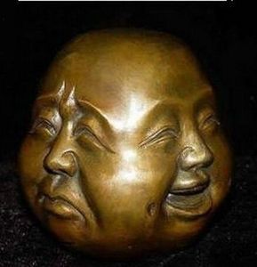 Rare chinese tibet 4 faces buddha head statue decoration copper wholesale Decoration real Brass