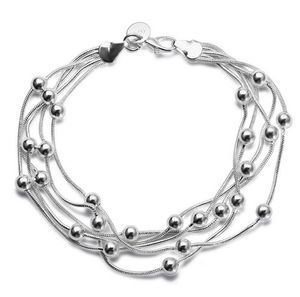 Pulseira de contas feminina euramericana fashion pulseira banhada a prata coreana para aniversário de menina belo presente navio grátis