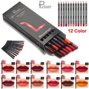 12PCS 설정 Pudaier 립 라이너 펜슬 키트 방수 오래 지속 컨투어 립 라이너 펜 누드 립 펜슬 화장품 전문 메이크업 뷰티