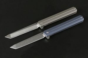 Promozione 2 stili Flipper Coltello pieghevole D2 Stone Wash Tanto Blade TC4 Manico in lega di titanio Coltelli da tasca EDC per esterni Strumenti