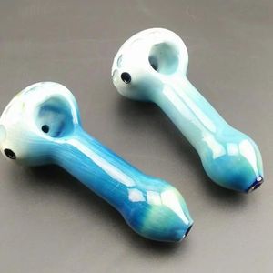 Blue White Colorful Mini Glass Pipe Smoking Pipes Handmade Pretty Pattern Decorative Arts Innovative Design High Temperature Resistance