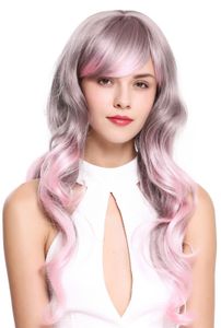 Ladies' Wig Long Wavy Grey Pink Mix Fairytale zm-1666