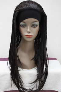 perucas de cabelo feitas humanas com faixa de cabeça longa sintética Braidedwig Select Color Fashion Picture Wig