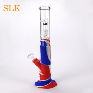 Silicone Bong Smoking bubbler 14 inch 10 Colors New arrived 14.4 mm Joint Glass sets glass bongs glass filter hookahs