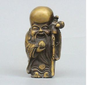 Ren koppar fu lu shou lång lever persika födelsedag presentera han shou gåva hem dekoration ornament