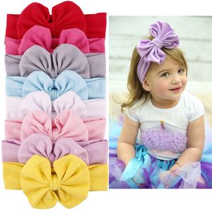 Nya Baby Girls Bow Headbands Europe Style Big Wide Bowknot Hårband 9 Färger Barn Hår Tillbehör Kids Headbands Hairband Partihandel