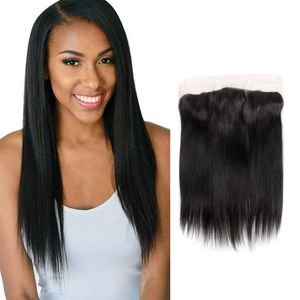 Virgem indiana cabelo 13x4 laço frontal com cabelo bebê 13x4 fechamento frontal de fechamento de cabelo humano direito livre parte natural cor natural