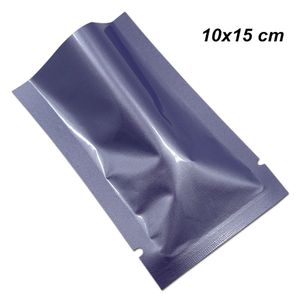 Glossy Purple 10x15cm 100 PCS Open Top Foglio di alluminio Sacchetti per imballaggio sottovuoto Foglio di Mylar sottovuoto Valvola per alimenti Termosaldatura Busta per noci essiccate