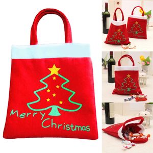 재사용 가능한 크리스마스 가방 선물 새 해 선물 가방 크리스마스 트리 패턴 산타 클로스 사탕 가방 핸드백 크리스마스 장식