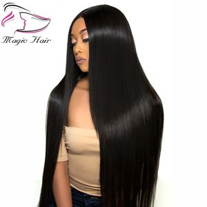 Evermagic Brazilian hair non-remy 4x4 deep parting lace front human hair wigs straight pre-plucked with baby hair glueless lace front wig