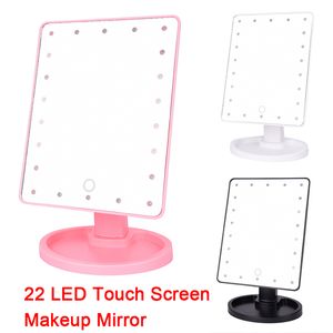 22 LED Touch Screen Makeup Mirror Professional Vanity Mirror Lights Health Beauty Adjustable Countertop 180 Rotating
