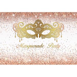 Masquerade Party Photo Booth Backdrop Digital Printed Gold Mask Kolorowe kropki Night Ball Event Banner Photography Tła