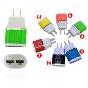 US/EU Plug 5V 2A Wall Charger AC Power Adapter Dual USB Home Chargers för iPhone 7 8 X Samsung Galaxy S7 S8