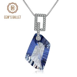 Gem's Ballet 21.20CT Natura Iolite Blue Mystic Quartz Gemstone Naszyjnik Wisiorek 925 Sterling Silver Fine Jewelry Dla Kobiet S18101307