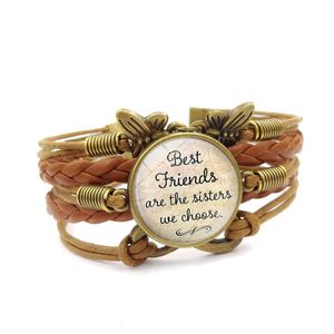 Wholesale best time for sale - Group buy quot Best Friends quot letter bracelet Restoring ancient style braided rope charm bracelet Time Gem Cabochon manual jewelry