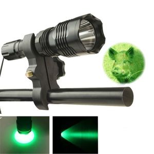 LED Green Light Tactical Hunting Torcia impermeabile ricaricabile 18650 Torcia 30m Long Range Flash Light Torcia con attacco per pistola