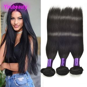 Malezyjski 10A Dziewiczy włosy typu remy Natural Color Podwójne wątki Wiązki prostych włosów 3 sztuki Jeden zestaw Doczepy z ludzkich włosów 8-30 cali Jedwabiste