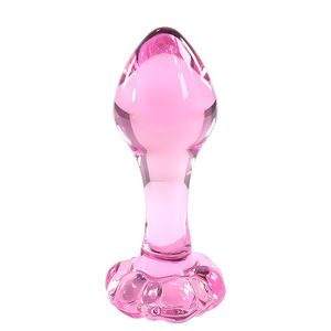 Pink Szkło Anal Wtyczka Glass Plug Glass Glassful Wtyczka Glassdildo Prostata Masaż Dilatador Koraliki Anal Sex Zabawki dla par S924