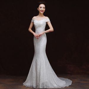 Vestidos De Novia Blanca Estilo Sirena al por mayor-Sexy vestido cheongsam vestido de encaje blanco y rojo del partido mejorada sirena del tizón de la boda vestido de novia de China Oriental Style Robe Qi Pao vestidos