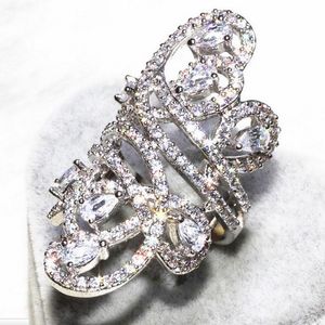 Luxury Big Smycken Kvinnor Bröllop Band Ring Widtth 30mm 925 Sterling Silver 218PCS 5A Zircon CZ Kvinnlig förlovningsring