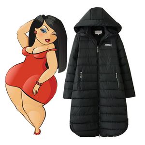 冬のジャケットの女性の冬のコートの女性の長いパーカー綿 - 埋め落とされた綿のコートwadded plusのサイズxxxl 4xl 5xl 6xl