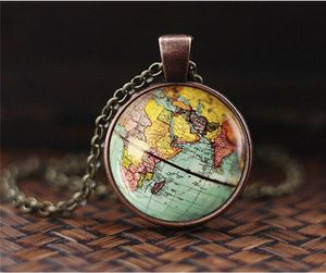 Weltkugel Halskette großhandel-Neue angekommen DIY Globe Dome Halskette Erde Weltkarte Anhänger Gläsernen Kette Schmuck in New York Karte handgemachte Halskette
