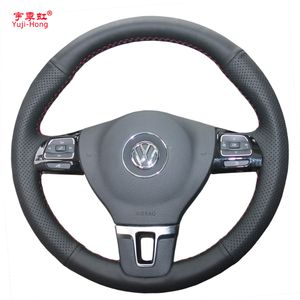 Yuji-Hong Artificial Leather Car Steering Wheel Covers Case for Volkswagen VW CC Golf 6 Tiguan Passat Touran Hand-stitched Cover